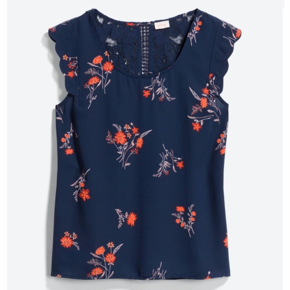 PIXLEY Mattea Scallop Sleeve Blouse